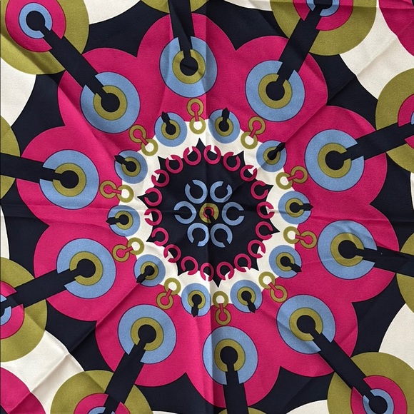 Coach Pink and Green Patterned Silk Scarf - Picture 4 of 8
